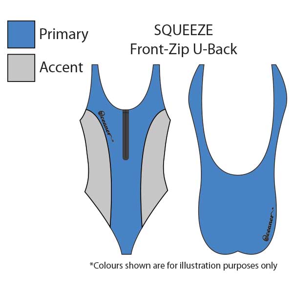 Squeeze-front zip-uback-high hip